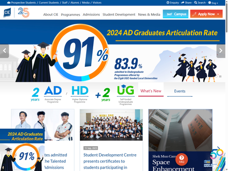 Website Screenshot of HKBU College of International Education