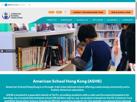 Website Screenshot of American School Hong Kong