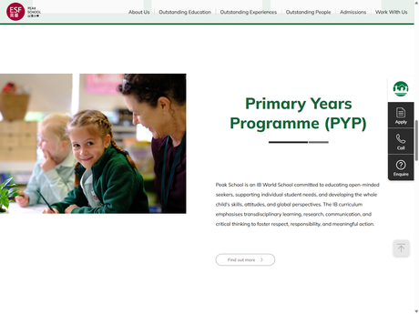 Website Screenshot of Peak School