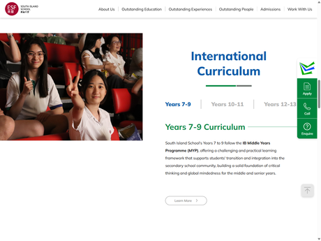 Website Screenshot of South Island School