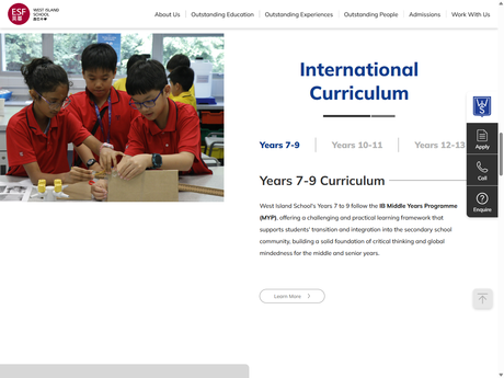 Website Screenshot of West Island School