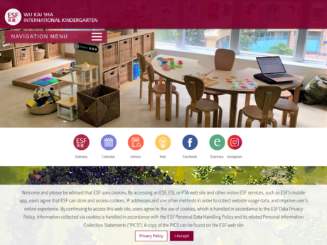 Website Screenshot of ESF International Kindergarten (Wu Kai Sha)