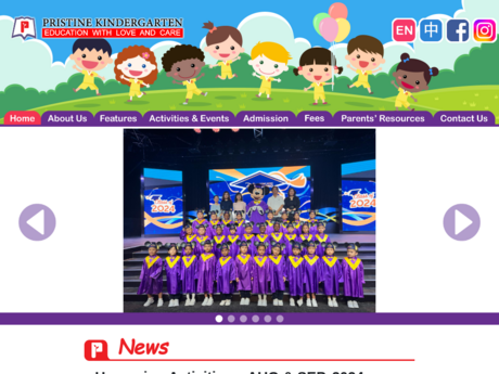 Website Screenshot of Pristine Kindergarten
