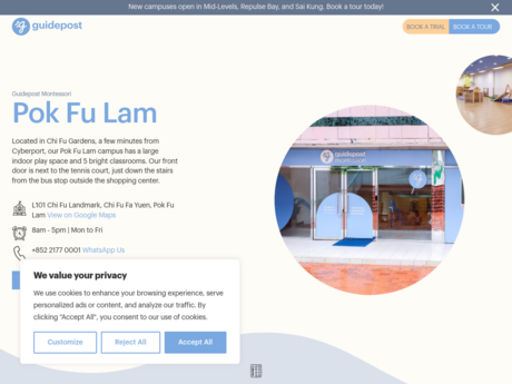 Website Screenshot of Guidepost Montessori International Kindergarten (Pok Fu Lam)