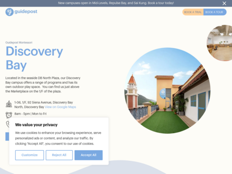 Website Screenshot of Guidepost Montessori International Kindergarten (Discovery Bay)