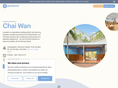 Website Screenshot of Guidepost Montessori International Kindergarten (Chai Wan)