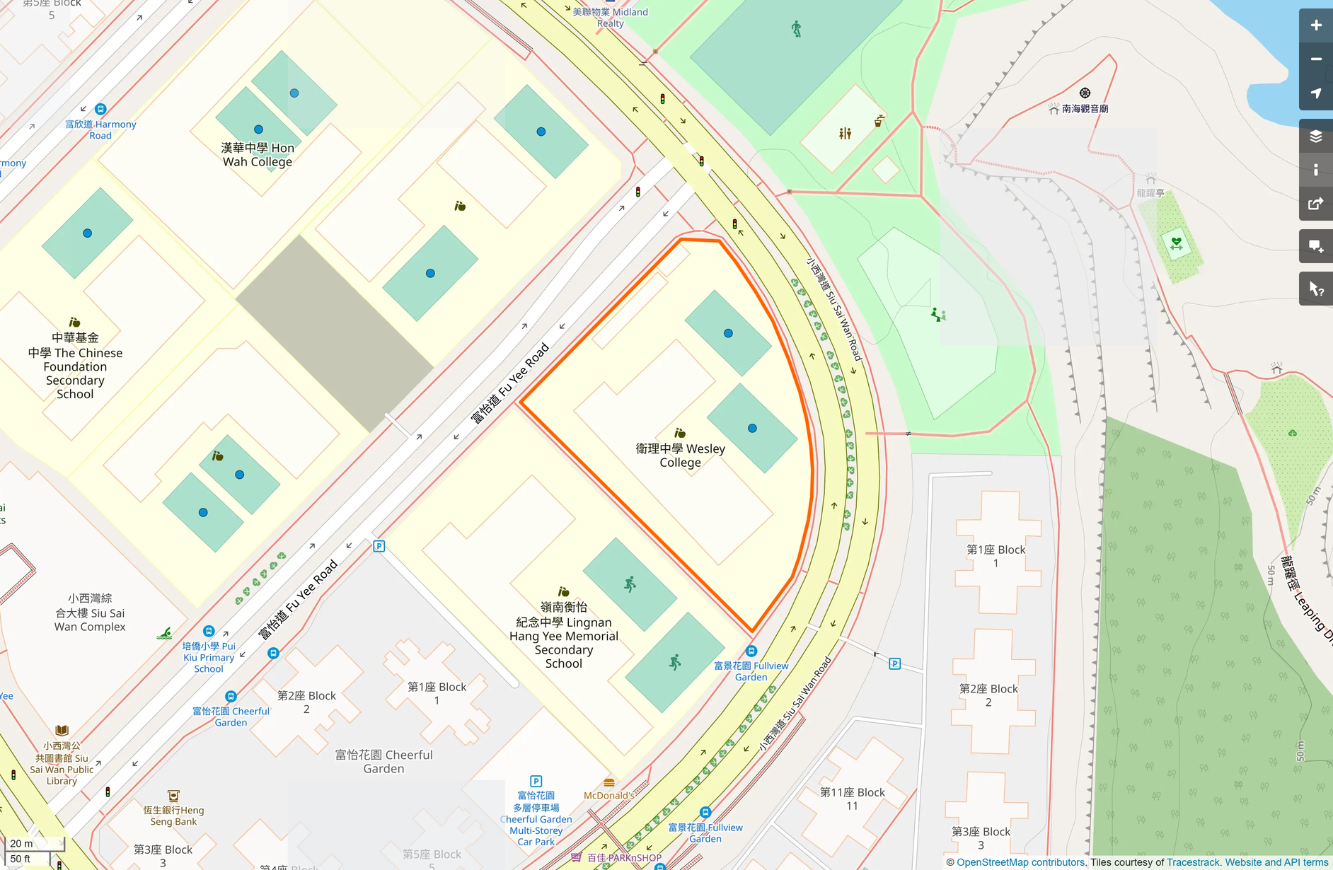 OSM: 衞理中學 The Methodist Church HK Wesley College