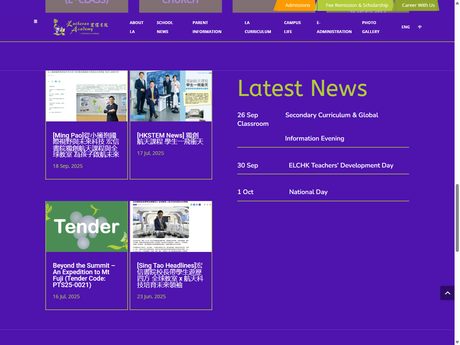 Website Screenshot of ELCHK Lutheran Academy