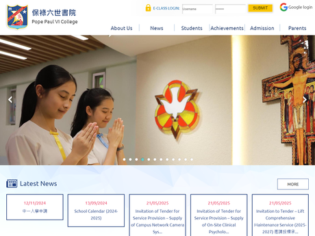 Website Screenshot of Pope Paul VI College