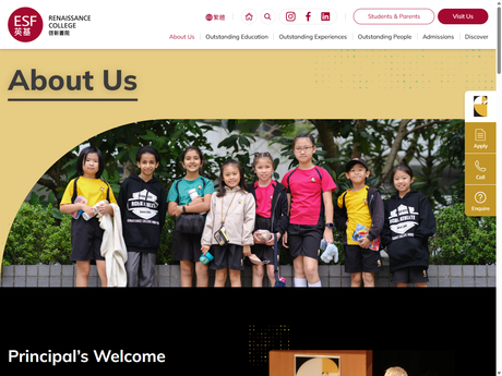 Website Screenshot of Renaissance College Hong Kong