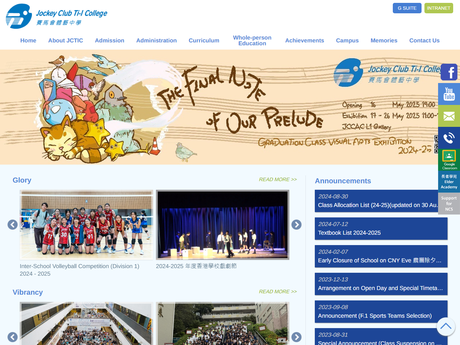 Website Screenshot of Jockey Club Ti-I College