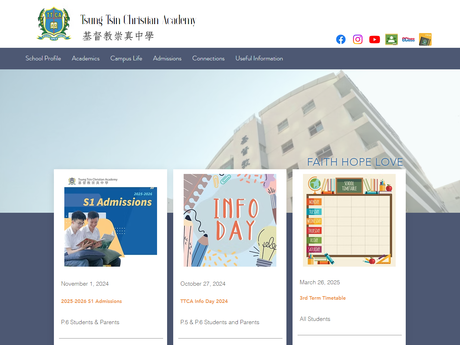 Website Screenshot of Tsung Tsin Christian Academy